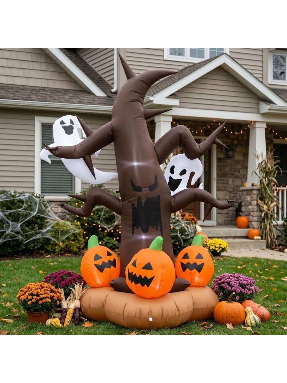 🎃8ft Halloween Horror Ghost And Pumpkin Giant Tree Outdoor Party Decoration